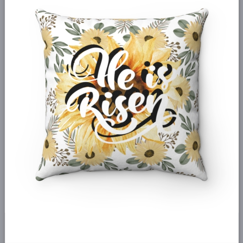 He Is Risen Easter Floral Throw Pillow